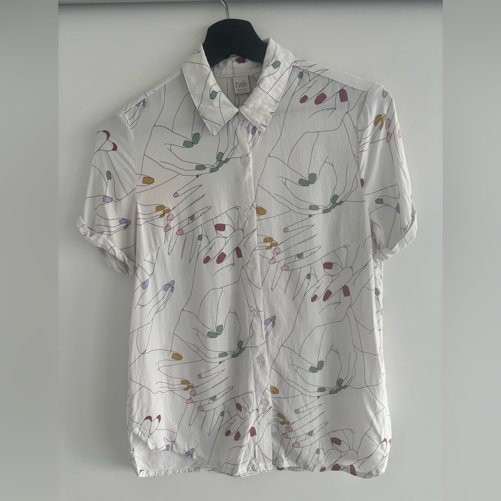 Hand Design print Women’s button up Shirt from Simon’s Twik